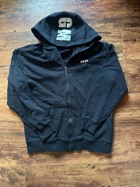 MSGM Kids Black Zip-Up Hoodie Size Large 14